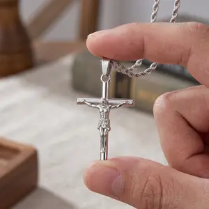 Sunselle 18K Gold-plated and Silver Jesus Crucifix Pendant Necklace For Men and Women, Religious Christian Jewelry, Hypoallergenic And Tarnish-Resistant, Faith Wear, Streetwear Hip Hop Jesus Piece, Gift for Christian Believers, Daily Wear,summervibes outd