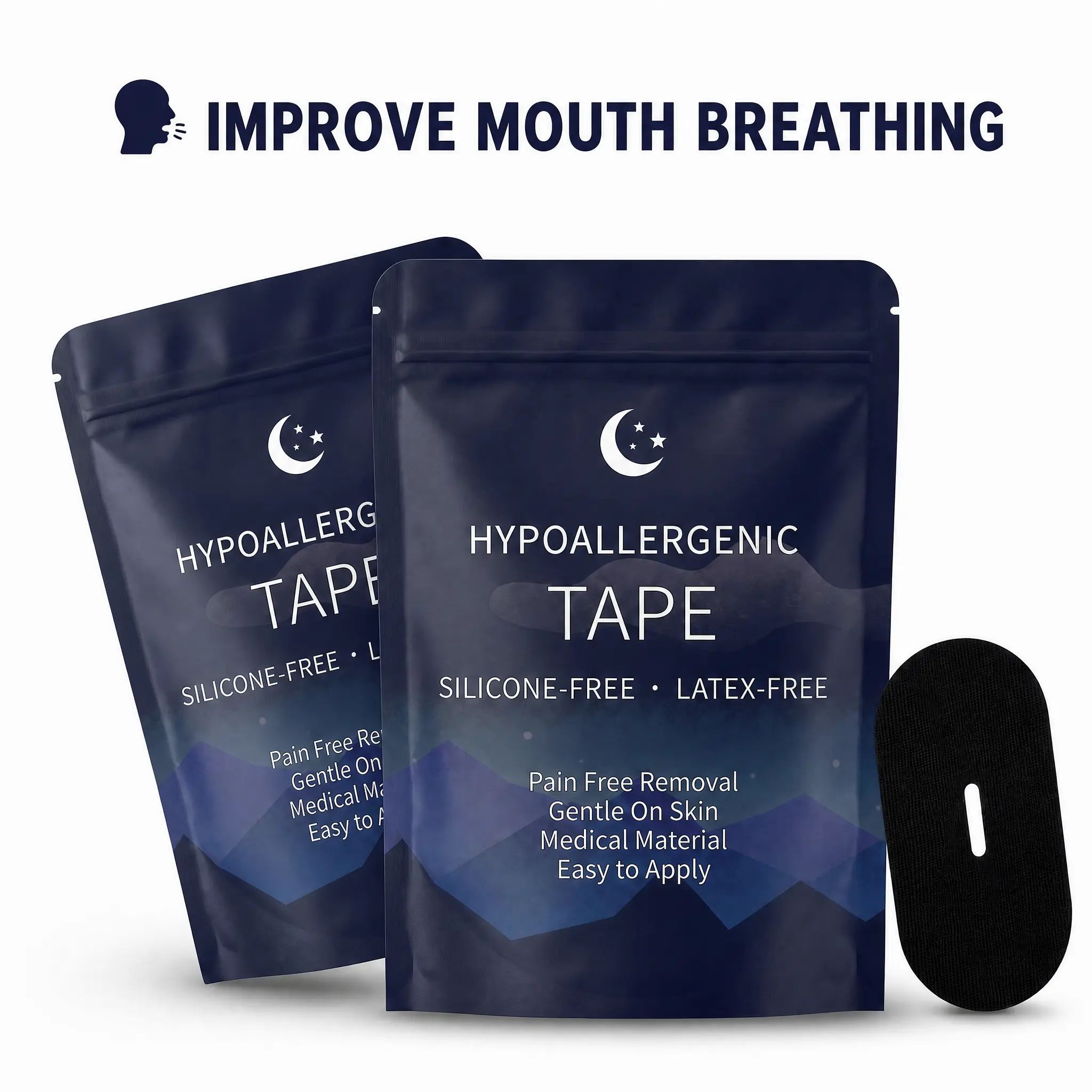 Mouth Tape for Sleeping, 2 Pack 60 Strips, Gentle Hypoallergenic Sleep Tape, Soft & Breathable Night Tape