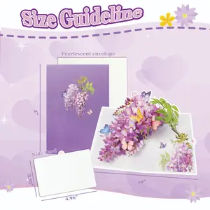 Wisteria Butterfly 3D Pop-Up Card, Handmade Floral Greeting Card, Perfect for Mother's Day, Birthday, Anniversary
