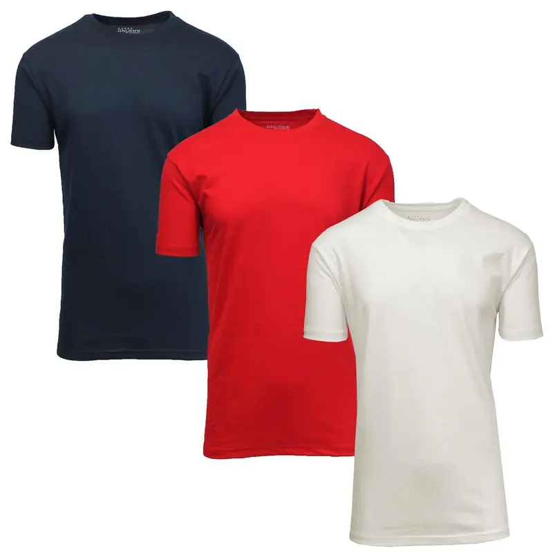 Men's 3-Pack Short Sleeve Crew and V-Neck Cotton Blend Classic Tee's