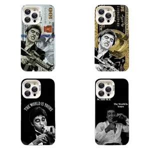 4 Styles S-Scarface Tony Montana Phone Case Shockproof Protective Cover Compatible for iPhone 17 16 15 14 13 12 11 and for Samsung S21-S25 Perfect Gift for Woman/Man