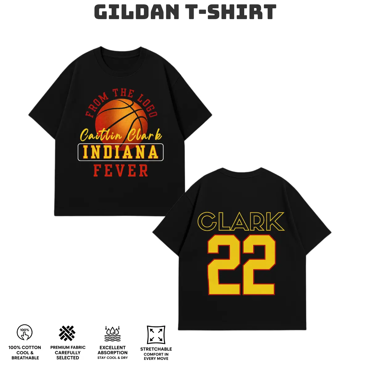Gildan T-Shirt, Cotton 100%, Caitlin Clark 22 Vintage Shirt, Retro 90s Basketball Graphic Tee, Game Day Fan Gift