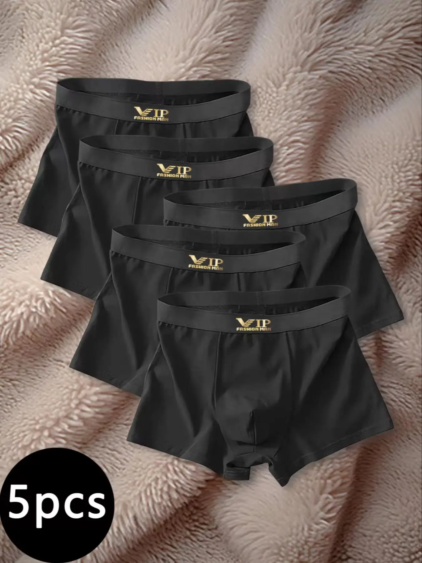 Men's VIP Print Fitted Boxer Shorts (5 Pack), Casual Sports Training Underwear, Comfortable and Stylish Men's Boxers, Boxer Waist, Underwear Boxer Briefs, Athletic Boxers Briefs