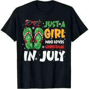 Just A Girl Who Loves Christmas in July Summer Xmas Women T-Shirt