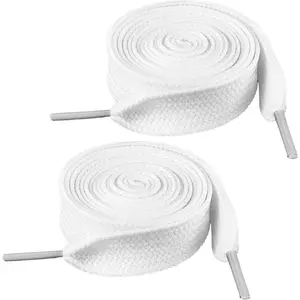 2 Pairs  White Shoe Laces for Sneakers, 3/4'' 2cm Wide Thick White Athletic Shoelaces,  Inch Flat Long Shoe Strings 120cm Shoestring for Adult Men Women