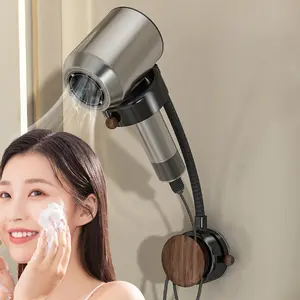 1pc Bathroom Suction Cup Hair Dryer Holder, No-Drill Rotating Hair Dryer Storage Rack, Wall-Mounted Lazy Hair Dryer Hanger, Hair Dryer Storage Organizer