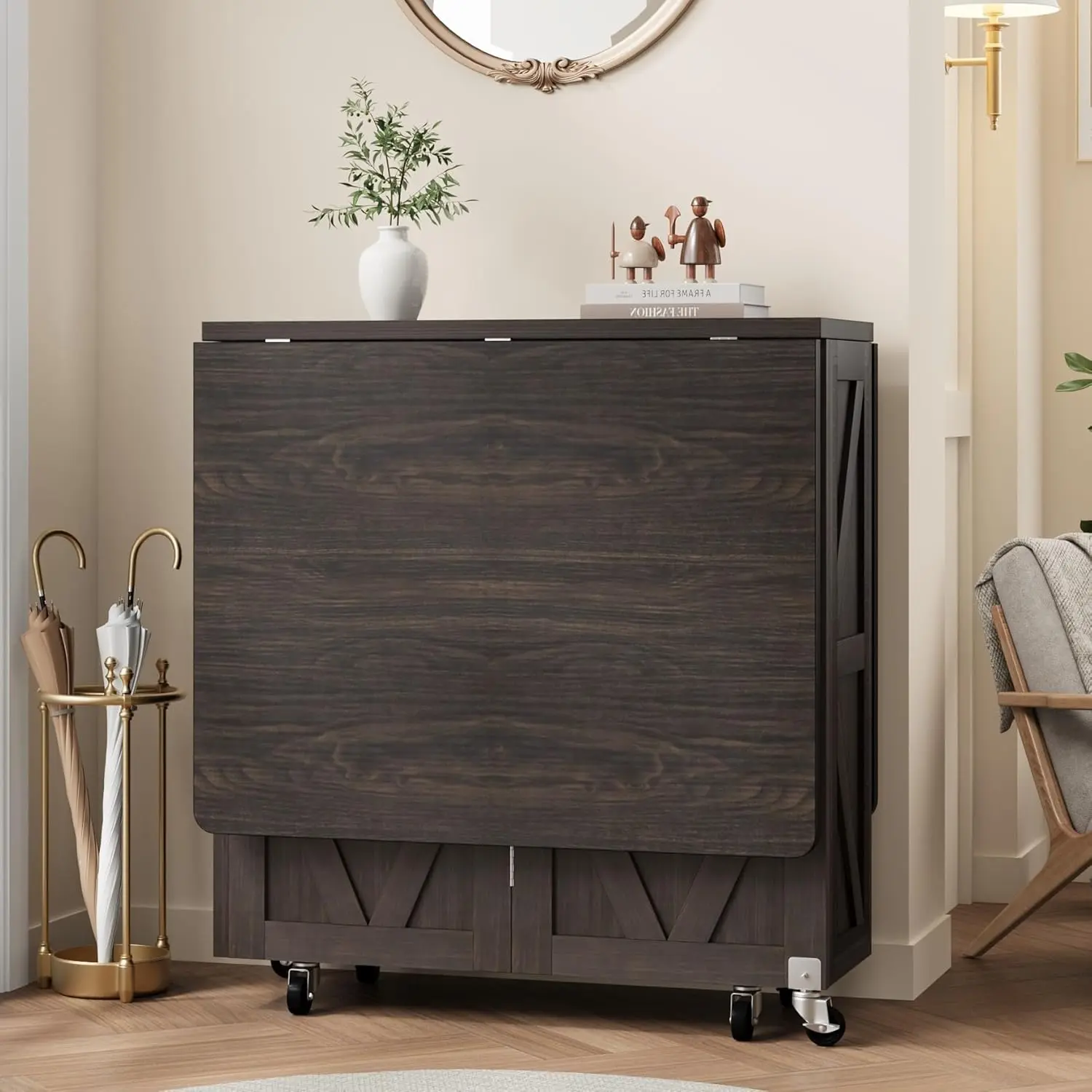 Jocoevol Folding Dining Table for 4 with Storage Drawer, Kitchen