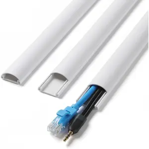 Cord Hider 39in(3X L13in),  Hider for 1-2 Cords, Self-Adhesive Cord Covers for Wires on Wall, Wire Cover Wall Mount TV,  Raceway White, W1in x H0.45in