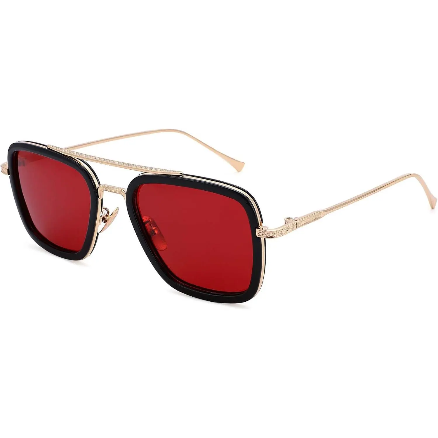 Tony Stark Polarized Sunglasses for Men - Women Vintage Aviator Square Metal Frame Iron Man Edith Glasses