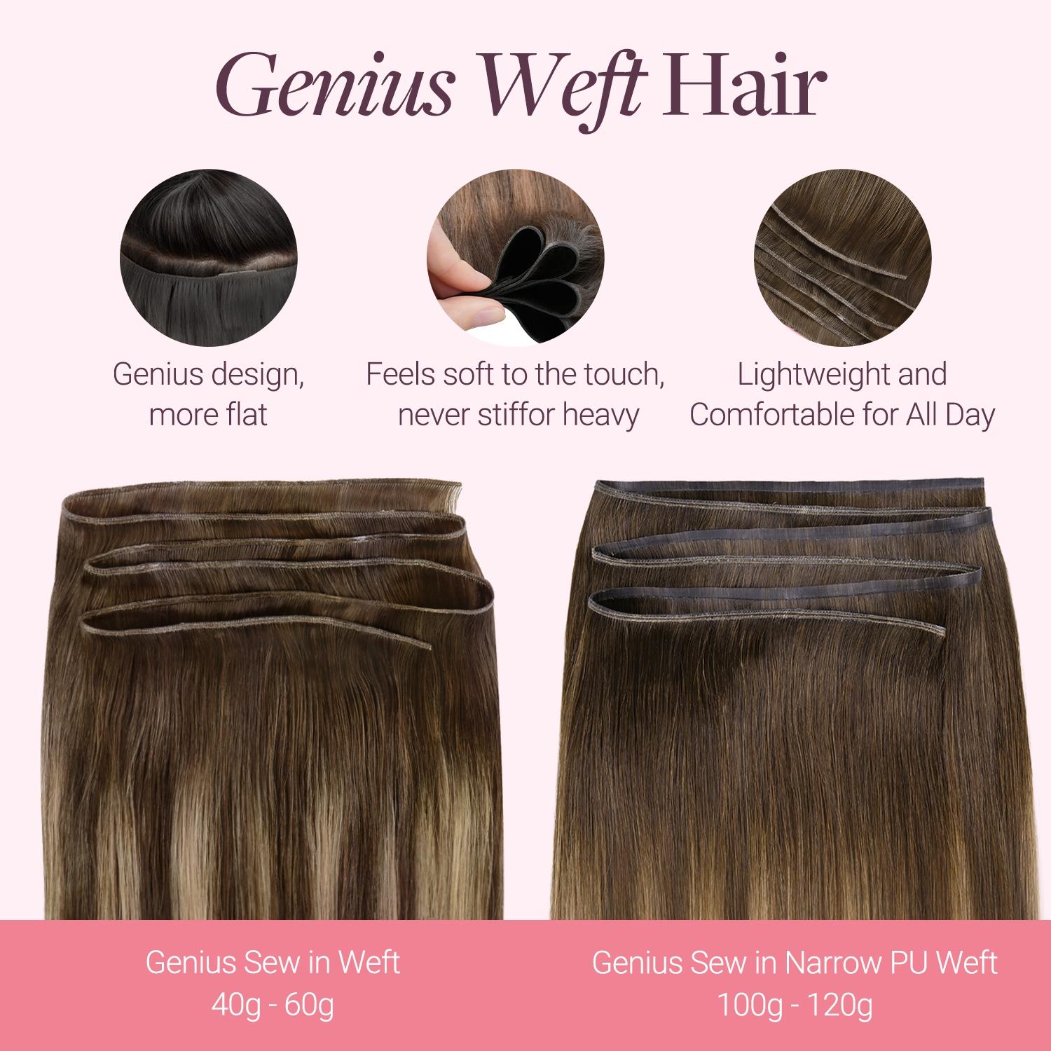 GOO GOO 14-24 Inch Genius Weft Hair Extensions Human Hair, Straight Sew In Remy Human Hair with Natural Hair Look for Women summer hairstyles #tiktokshopbacktoschool #sohochic