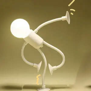 Funny Sportsman Night Light - Changeable Shape 2025 New DIY Suction Cup Bendable Desk Lamp, Cute Light Bulb Man Mini Night Light for Bedroom Bathroom Hallway Kitchen Home Decorations Fun Gifts