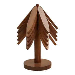 Creative Walnut Color Single Tree Heat Insulation Mat Anti-Scald Home Dining Table Mat Nan Bamboo High-Temperature Resistant Coaster