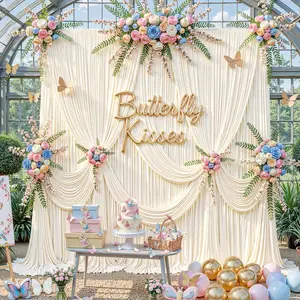 4x10FT White Backdrop Curtains - Wrinkle-Free, Anti-Snagging Polyester Drapes for Ceremony, Easy Hang & DIY, Ideal for Graduation, Wedding Photography Baby Shower Gender Reveal Party