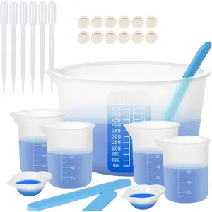 Silicone Measuring Cups for Resin, Resin Supplies with 600&100ml Cups, Resin Mixing Cups, Silicone Stir Sticks, Epoxy Mixing Cup