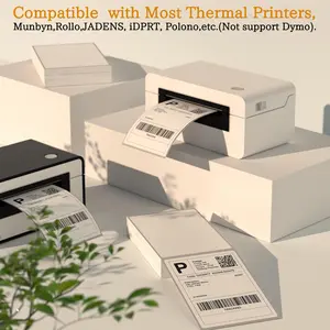 4x6 White Mailing Fanfold Postage Thermal Labels (200 Labels) - Compatible with Rollo, MUNBYN, iDPRT, Polono, Zebra Direct Thermal Printer for Shipping