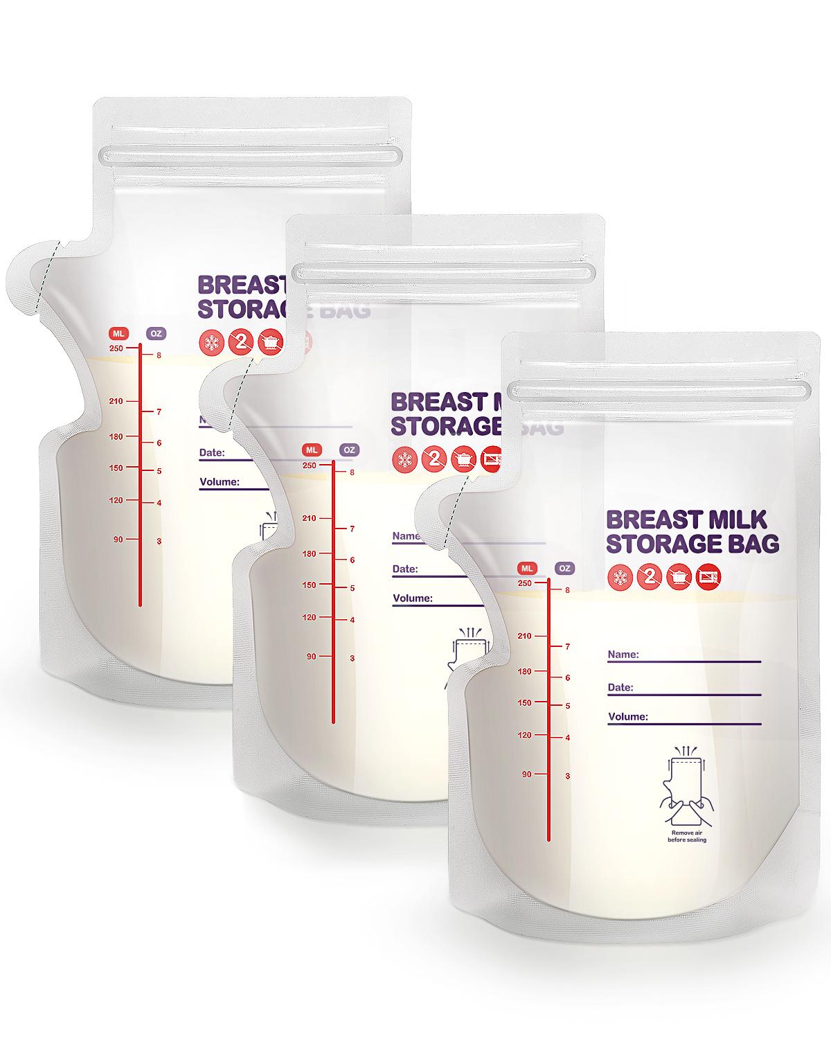 BPA-Free Breastmilk Storage Bags - 60 Pcs, 8 Ounce, Self-Standing with Pour Spout, Space-Saving Flat Profile, Ideal for Convenient Breastfeeding and Milk Storage, Refrigeration & Freezing