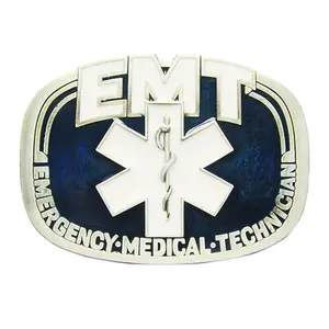 Vintage Style EMT Emergency Medical Enamel Belt Buckle
