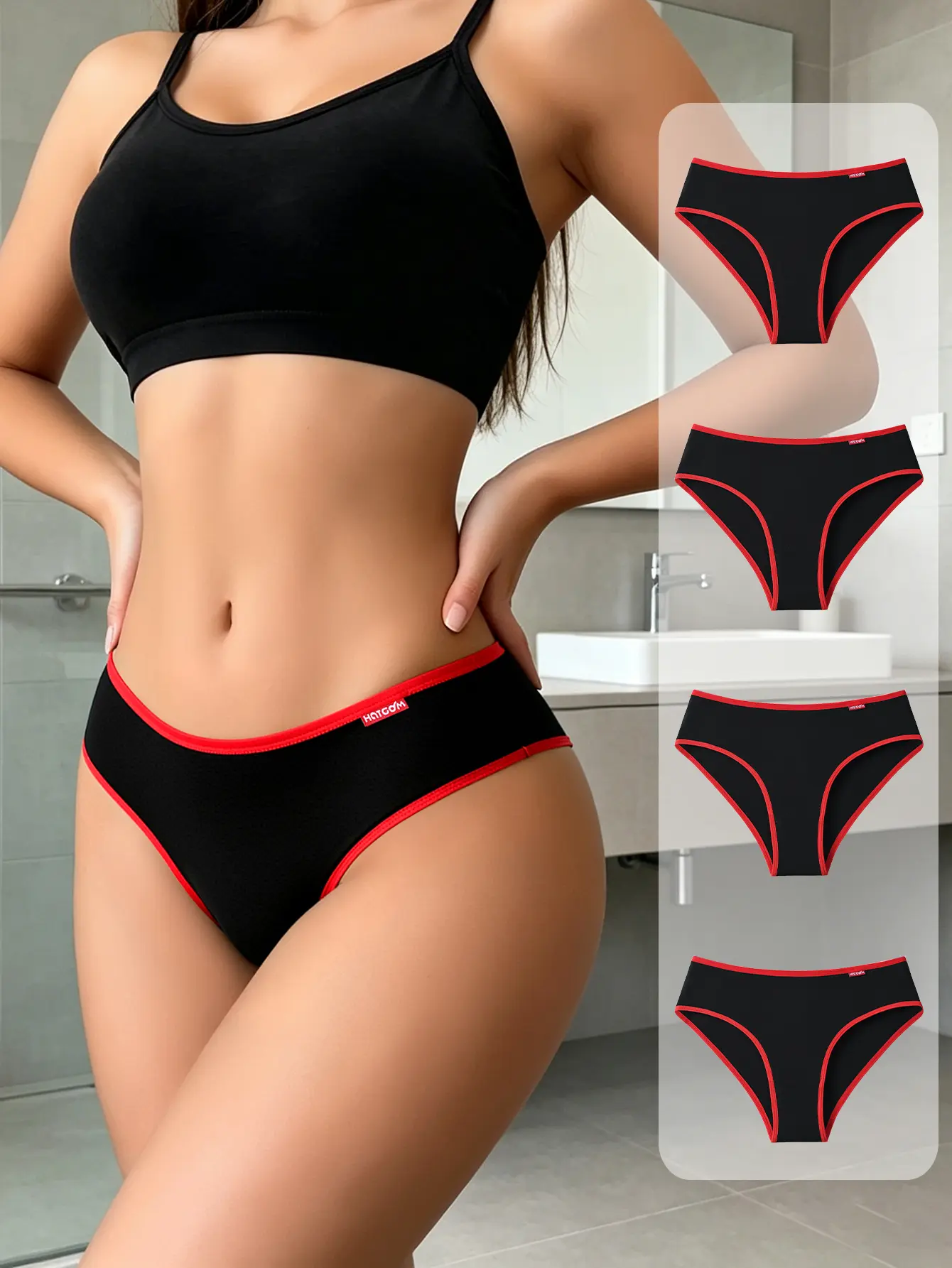 HOTCOM Women's Cotton Blend Breathable Panties - Soft Seamless Design Mid Waist Triangle Briefs Comfortable Everyday Underwear