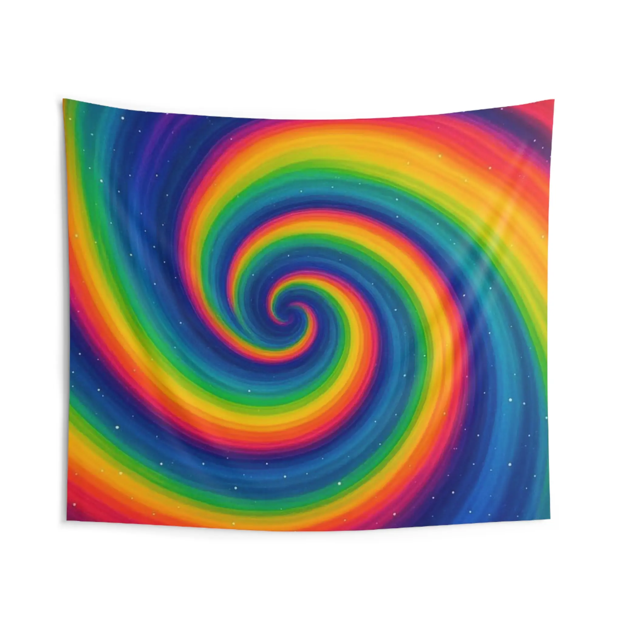 Rainbow Spiral Indoor Wall Tapestry - Lightweight Textile Backdrop with Psychedelic Swirl, Colorful Abstract Burst, Star Accents, Starlight, Rainbow-Themed, Multicolor Wall Arts for Home Decor, Starlight Wall Arts