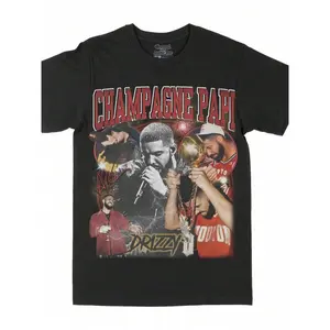 Men  Size  Men Drizzy Drake Graphic Cotton T-Shirt Black Round Neck Short Sleeve Tee With Champagne Papi Print Casual Casual Attire T Shirt  Men Size L-3XL