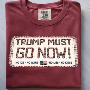 Activist T-Shirt, 'TRUMP Must Go NOW', No ICE, Wars, Lies, Kings, Democracy Tee