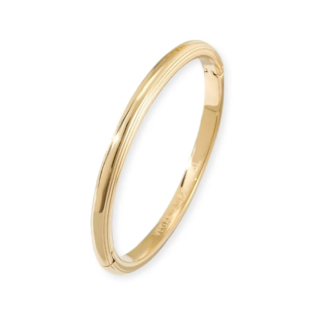 NOA JEWELRY Gold Dome Bangle, 18K Gold Plated Hinged Bangle Bracelet for Women, Smooth Polished Dome Design, Waterproof Everyday Stacking Bracelet, Minimalist Chunky Cuff with 56mm Inner Diameter, Jewelry Gift for Her