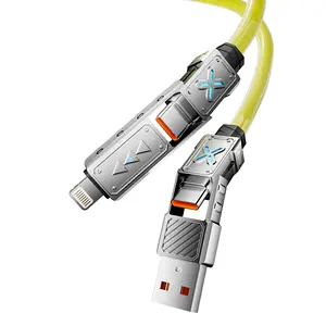 4 in 1 Charger 5FT, USB C Fast Charging Adapter [Max240W] with Lightning Cable Dual Charging Port Compatible with iPhone 15/14/13 Pro Max Plus/iPad/AirPods, Samsung Galaxy S23/S22/S10, samsung j3,Google us b Device Mobile Smartphone Electronic Cellphone