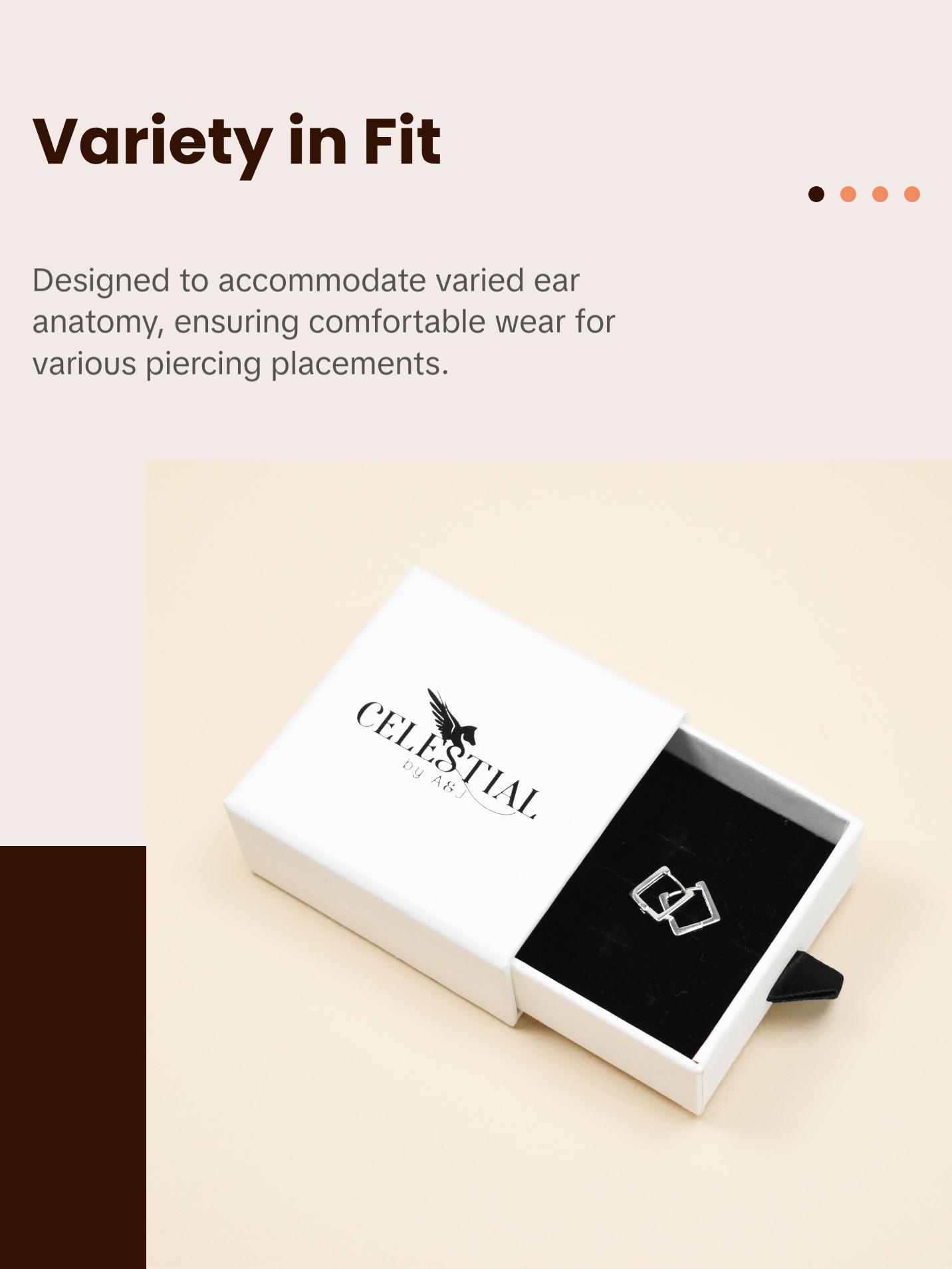 Tiny square Hoop Earrings S925