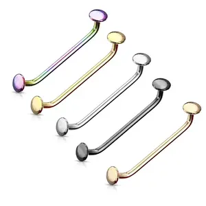 45 Degree Bent Staple Surface Barbell with Flat Disc Ends 316L Surgical Steel - Sold Each