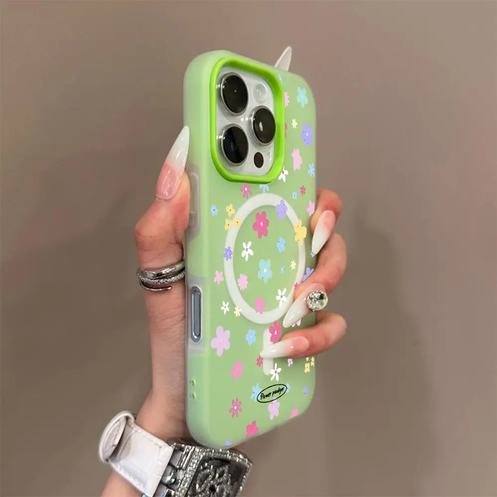 Candy color 2-in-1 Garden Summer Dopamine Phone Case, military grade anti drop, supports Magsafe phone case, suitable for iPhone 17 Air 16 Pro Max 15 14 Plus 13 12 11 Samsung Galaxy S26 Ultra S25 Ultra S24 S23 S22 phone case. A200