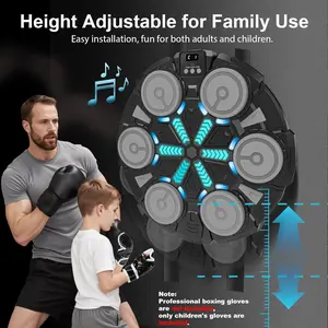 Smart Music Boxing Training Machine with Punching Gloves, LED Real-Time Feedback, Bluetooth-compatible Sync, Wall Mountable, Home Gym Use