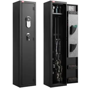 VEVOR Gun Safe, Heavy Duty Cold-Rolled Steel Fireproof Rifle Cabinet with Fingerprint, Digital Keypad & Key, Large Long Gun Cabinet with Magazine and LED, Adjustable Racks for Rifles, Pistols, Shotgun