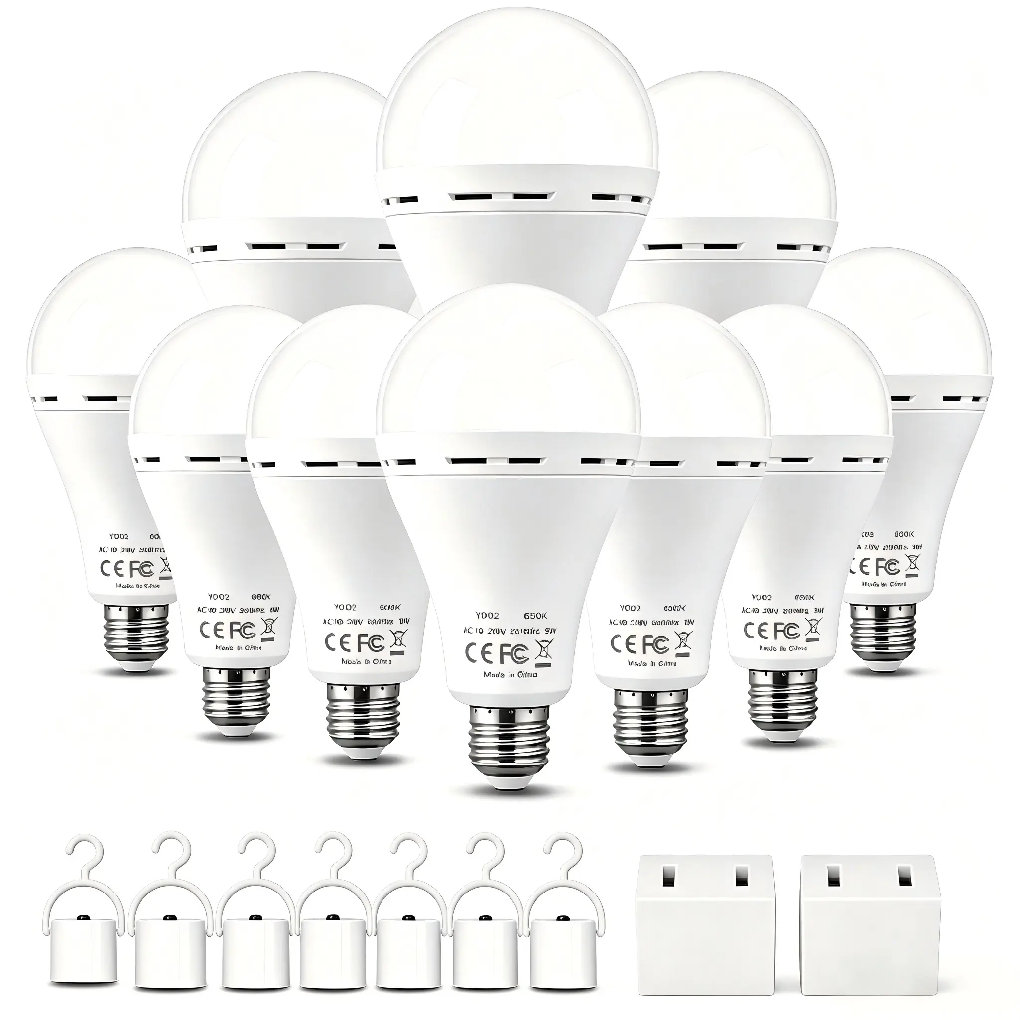 2026 Rechargeable Emergency LED Light Bulbs (A21 E26, 9W 60W Equivalent) - 6000K Daylight, 120V, 1200mAh Battery-Powered Convenience for Home Power Outage, Camping, Outdoor Activities - Versatile Home Improvement Lighting Accessory