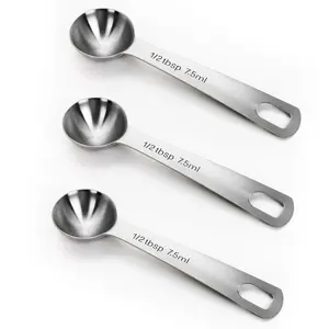3PCS 7.5 mL Stainless Steel Measuring Spoons, Mini Tea Spoons for Cooking, Baking, Coffee, Sugar, Creatine (Silver)