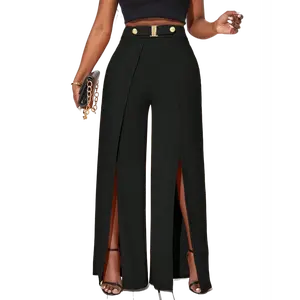 2025 women's autumn new thin high-end trousers with split ends uniqlo