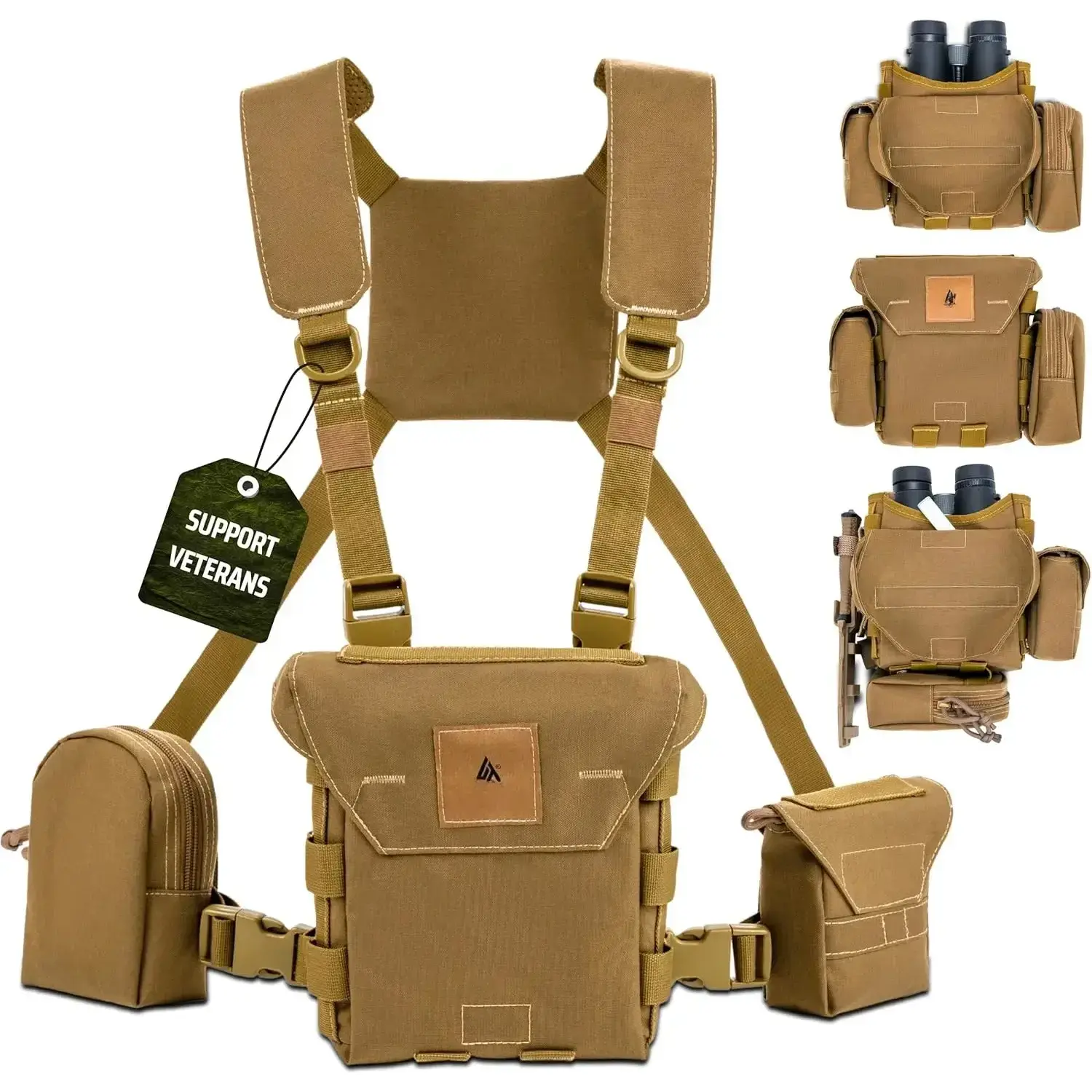 Waterproof Binocular Harness Chest Pack - Adjustable Fit, Breathable Padded Design, Silent Release Magnets, MOLLE Pockets, Water-Resistant Rangefinder Pouch Case, Rain Resistant