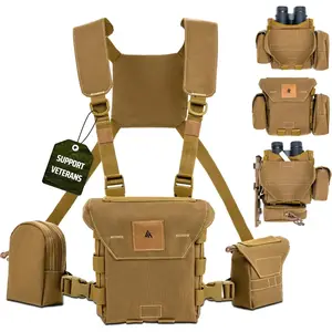 Waterproof Binocular Harness Chest Pack - Lightweight Bino Harness With Rangefinder Pouch | Binocular Case with Silent Magnetic Closure and MOLLE System