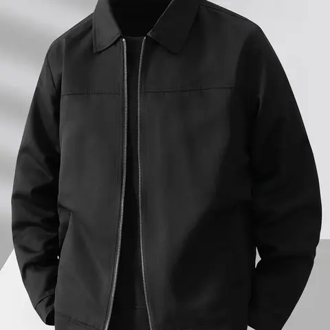 Men's Lightweight Casual Jacket, Polyester Fabric, Zipper Closure, Collar Design, Suitable for Daily Wear & Travel, Outdoor