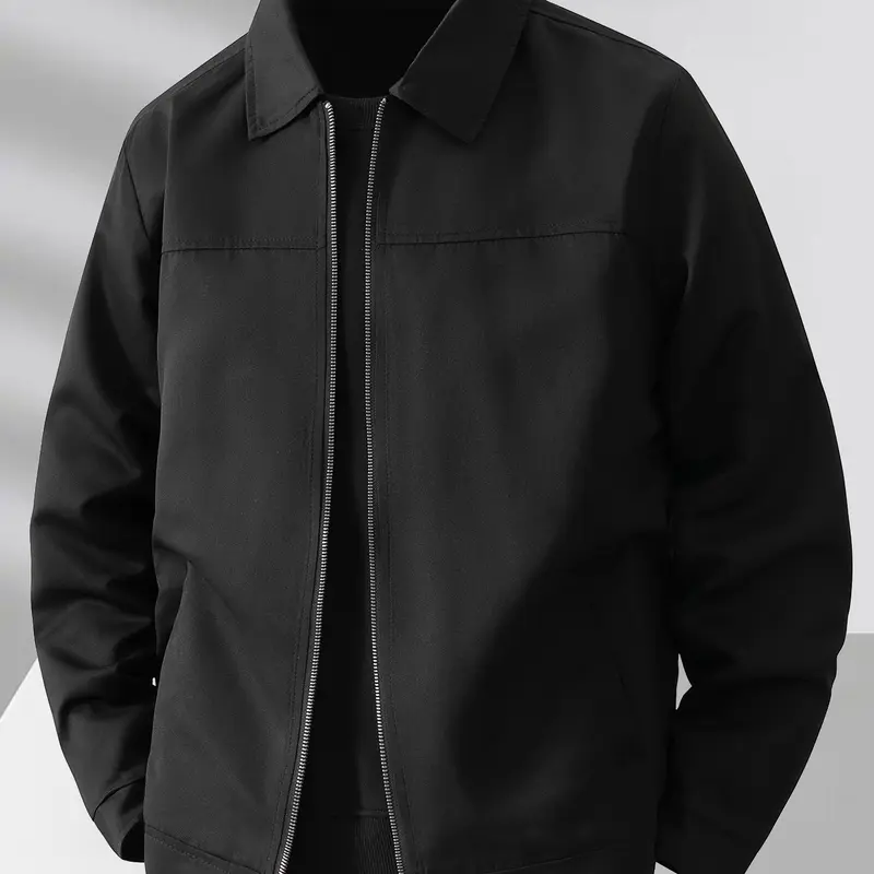 Men's Lightweight Casual Jacket, Polyester Fabric, Zipper Closure, Collar Design, Suitable for Daily Wear & Travel