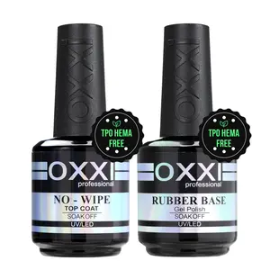 OXXI Professional TPO HEMA-Free Rubber Base & Top Coat 1x15ml Long-Lasting & Strong Builder Gel for Nail Enhancement