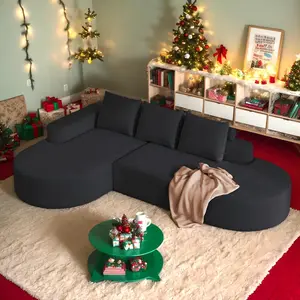 Eyisean 108.5" Chenille Cloud Modular Sectional Sofa Couch with Left Chaise, 3-Seater Deep Seat Boneless Couch with Pillows, No Assembly Required, Comfy Upholstered Couches for Living Room, Office, Apartment