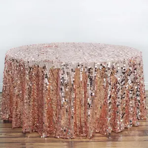 Sequin Round Tablecloth 120" Rose Gold - Big Payette Seamless Table Cover
