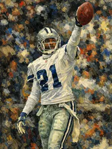 Dallas Cowboys Deion Sanders 13x19 Oil Painting Print