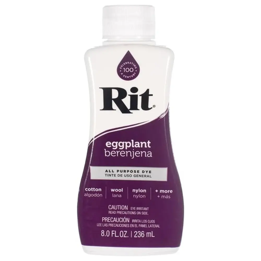 Rit Eggplant Liquid Fabric Dye, 8 oz Plastic Container – Ideal for Nylon, Cotton, Silk Clothes, Clothing Décor & Crafts