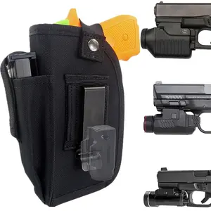1 Piece Nylon Gun Holster for Both Hands, with Snap Button, Classic Style IWB/OWB Concealed Carry for Flashlight and Laser, Black, Outdoor Gun Accessories