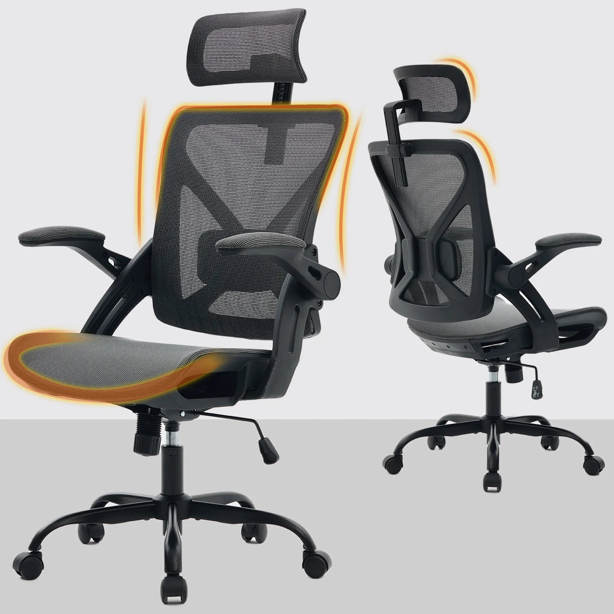 GASEE Ergonomic Office Chair, 400 LBS Computer Chairs with Adjustable Lumbar Support, Breathable Mesh Desk Chair Ergonomic with Thickened Cushion, Comfy Home Office Desk Chair,Black