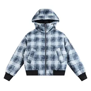 New Men's Autumn & Winter Coat Thickened Warm Plaid Hooded Cotton Jacket with Pockets & Zipper Closure for Casual & Office Wear Menswear Stylish Long Sleeve Checked Tops