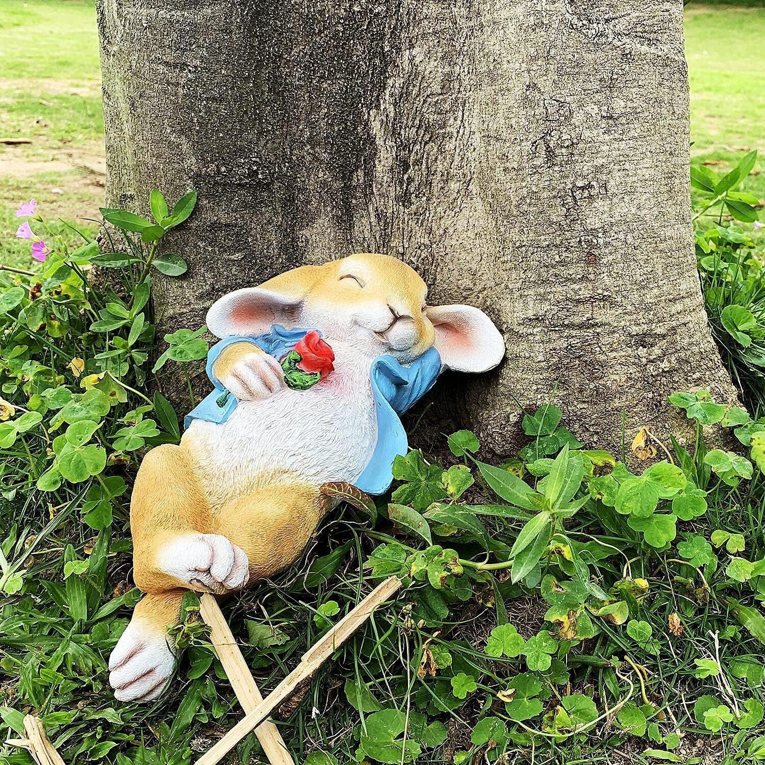 Easter Bunny Statue Party Decorations Outdoor Garden Yard Ornaments Cute Bunny Crafts Home Desktop Holiday Decor Hyperrealistic Healing Styling Resin Material Waterproof Sunscreen