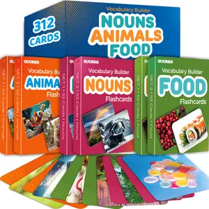 QUOKKA 312 Visual Jumbo-Size Animal Flash Cards Set - Speech Therapy, Vocabulary Building Tool with Matching Game, for Ages 5-8, Animals