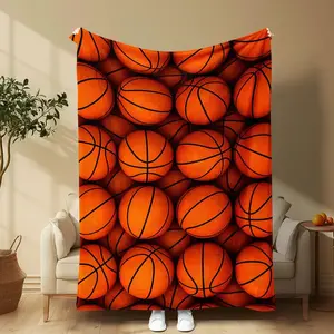 Basketball Pattern Blanket, Soft Comfortable Throw Blanket, Cool Bedroom Bedding Blankets, Warm Napping Blanket for Home Office Travel Camping, Fluffy Blanket